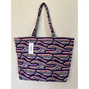 Vera Bradley Large East West Tote in the Retro Ribbons pattern.